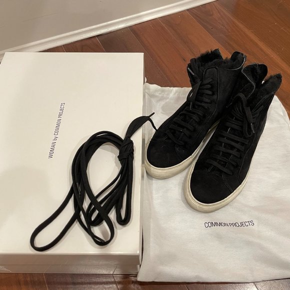 Common Projects Shearling Suede High-top Sneakers - Picture 2 of 6